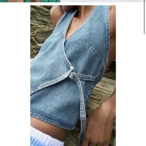 Zara Blue Denim Crop Top